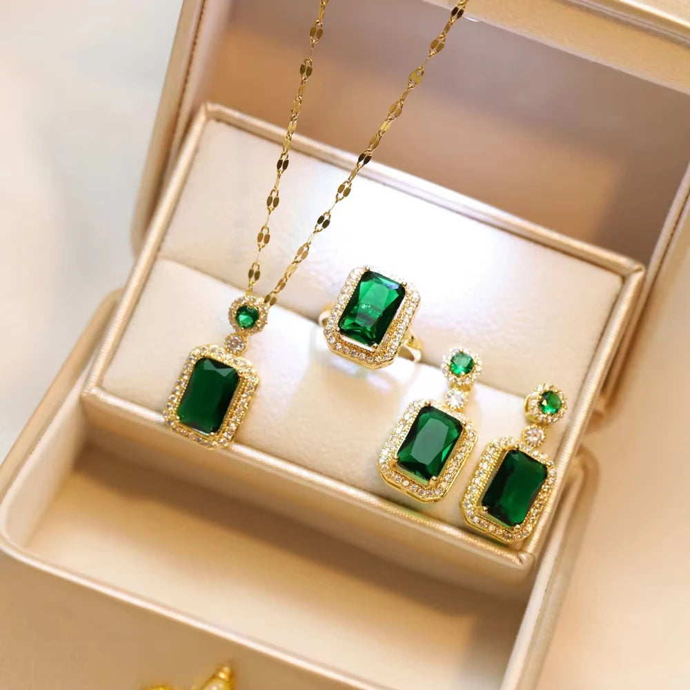 Classic Women’s Jewelry Set | Jadeite & Green