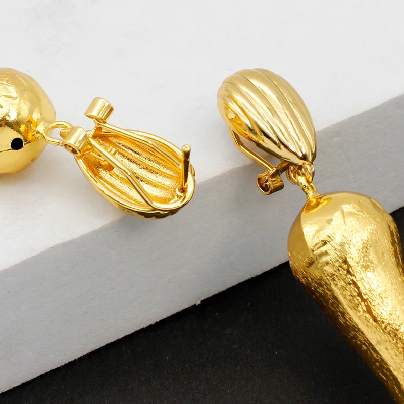 Brazilian 24K Gold Plated Jewelry Set | Chili Earrings & Pendant
