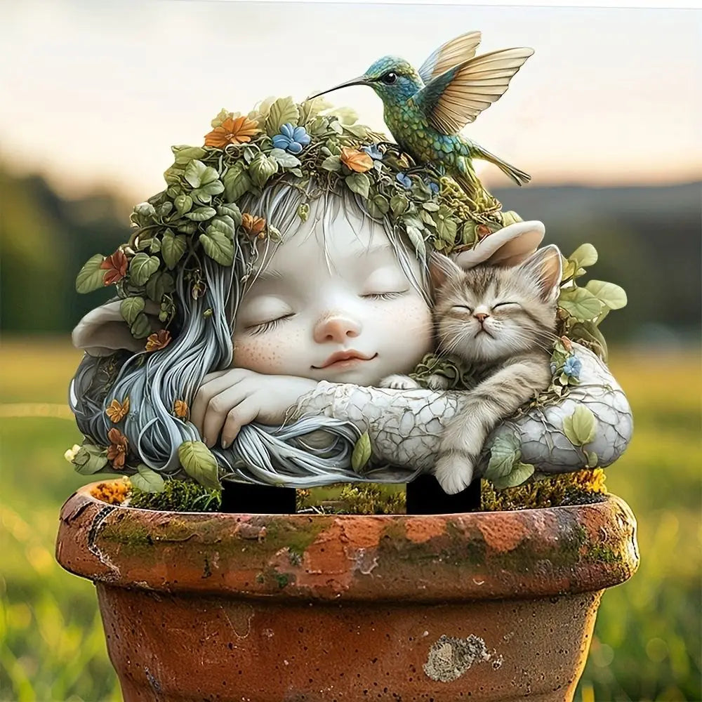 Acrylic Fairy Garden Art Sculpture Cute Creative Garden Floor Plugs Artificial Multi functional Fairy Mini Figurine Courtyard