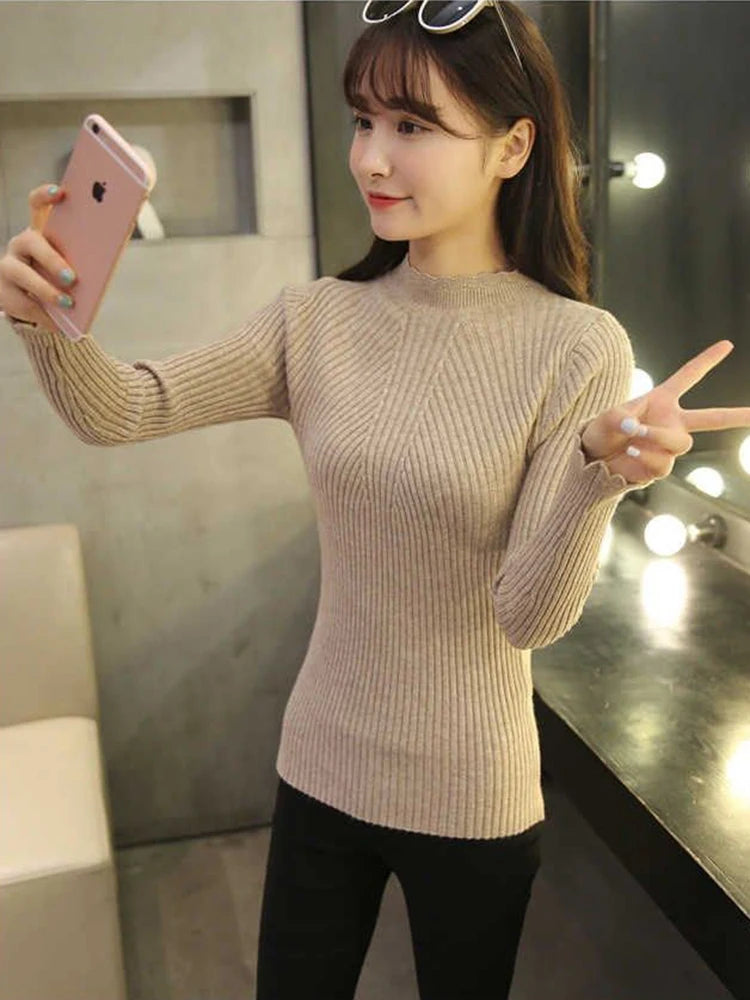 Women’s Mock Neck Ruffle Sweater | Autumn Winter 2025