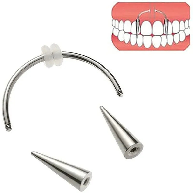 Vampire Teeth Lip Hoop Grillz | Rusty Stainless Steel Piercing Prop