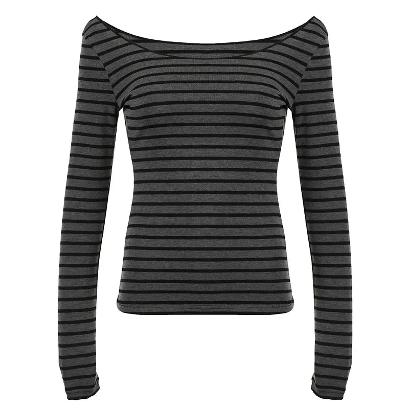 Slim Striped Long Sleeve Top | Women’s Y2K Street Style