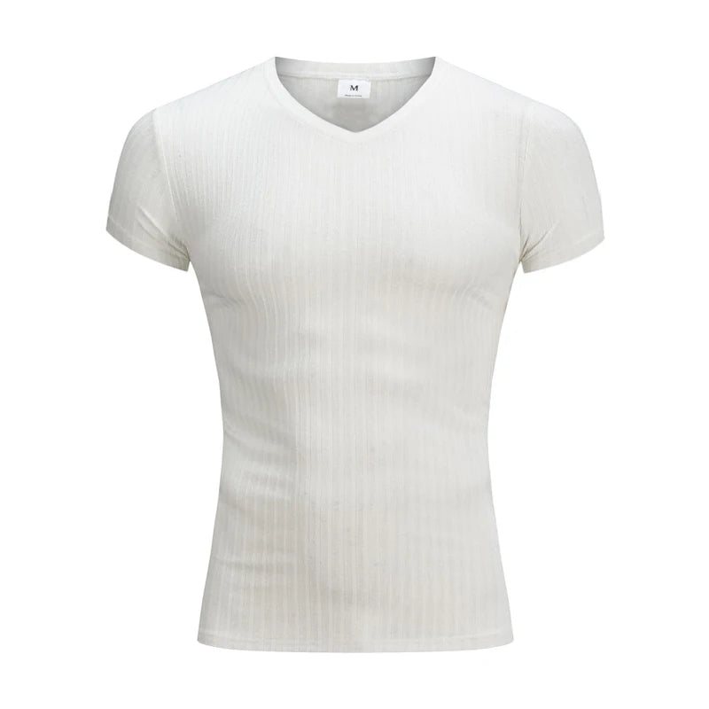 Men’s V-Neck Short Sleeve Slim Fit Sports T-Shirt