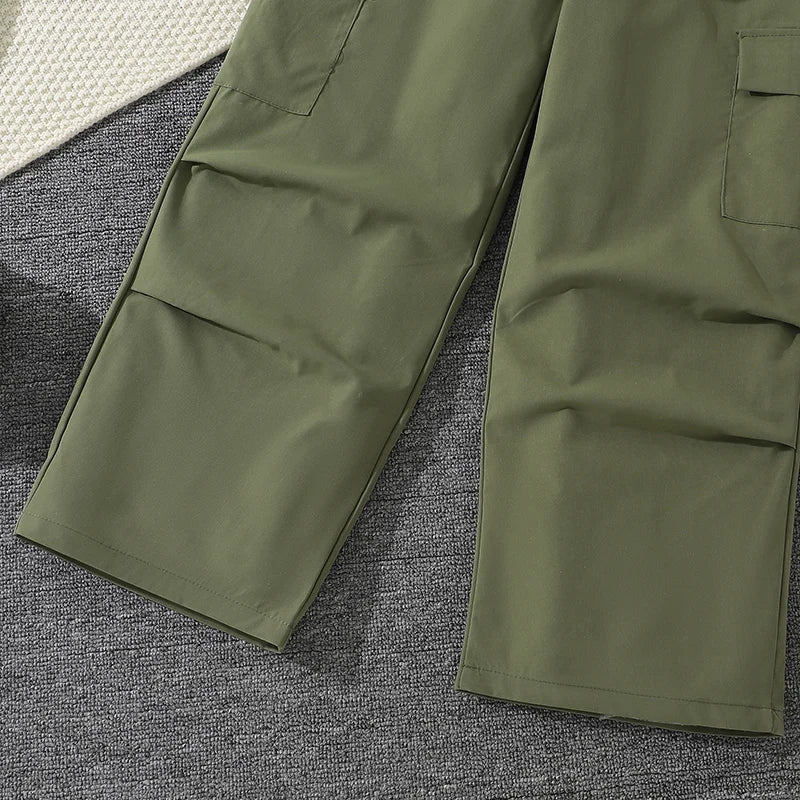 Girls’ Clothing Set 4-7 Years | White Printed Long Sleeve & Army Green Pants