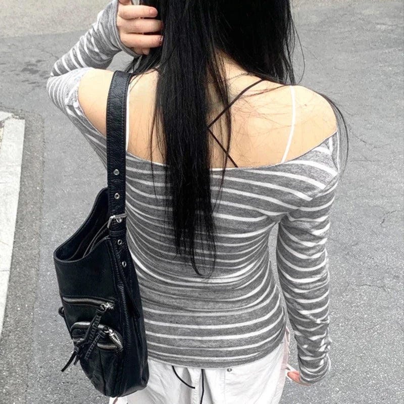Slim Striped Long Sleeve Top | Women’s Y2K Street Style