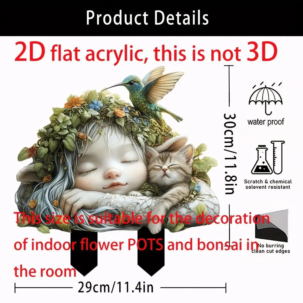 Acrylic Fairy Garden Art Sculpture Cute Creative Garden Floor Plugs Artificial Multi functional Fairy Mini Figurine Courtyard