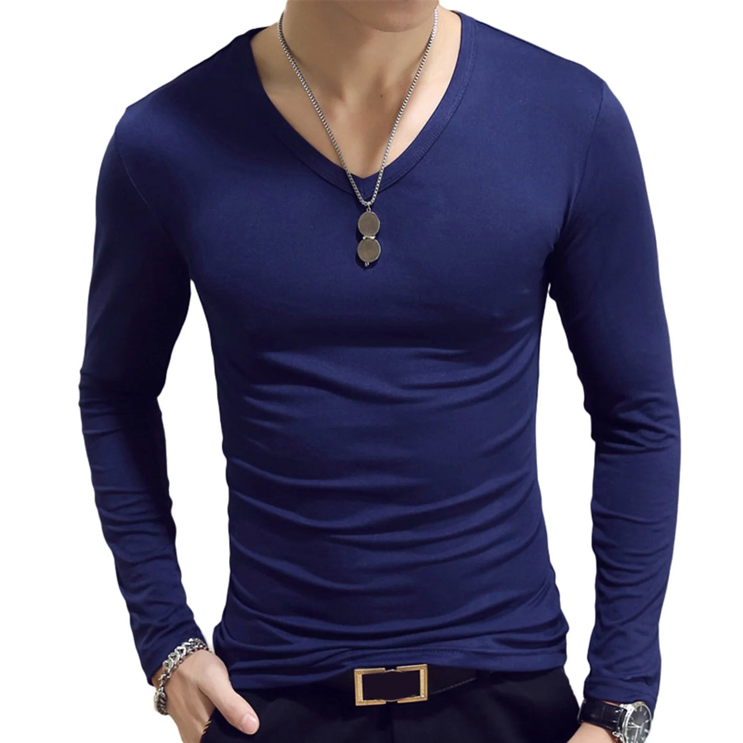 Men’s V-Neck Long Sleeve T-Shirt | Slim Fit Classic