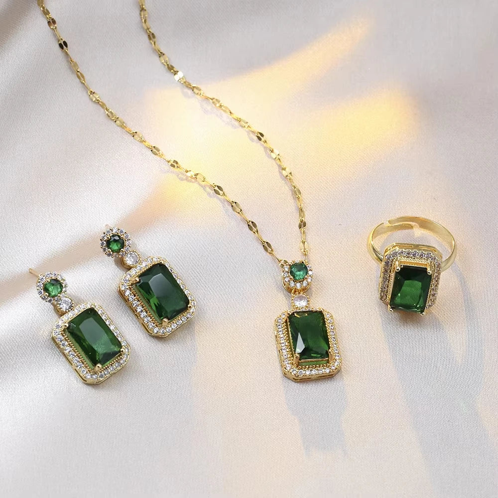 Classic Women’s Jewelry Set | Jadeite & Green