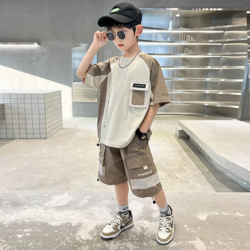 Boys’ Summer Tracksuit Sets | Short Sleeve T-Shirts & Shorts 2PCS