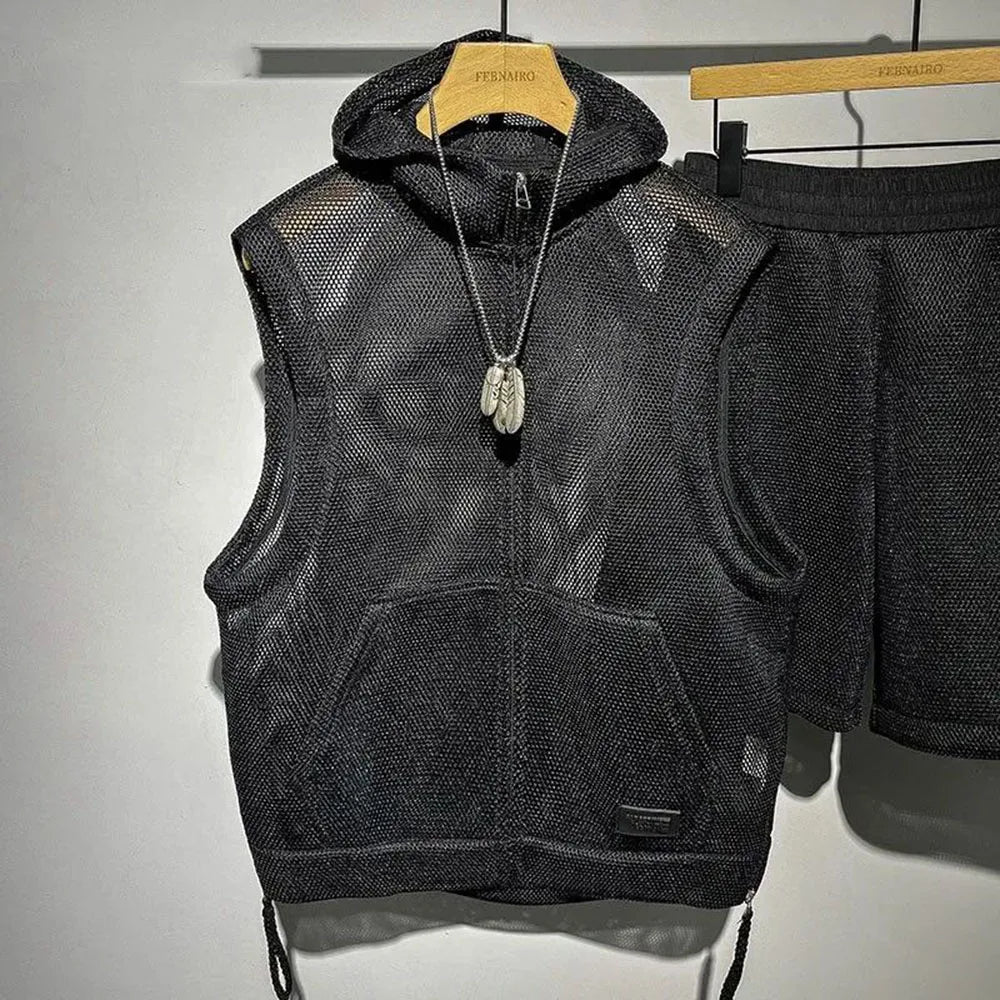 Men’s Summer Two-Piece Set | Mesh Vest & Shorts