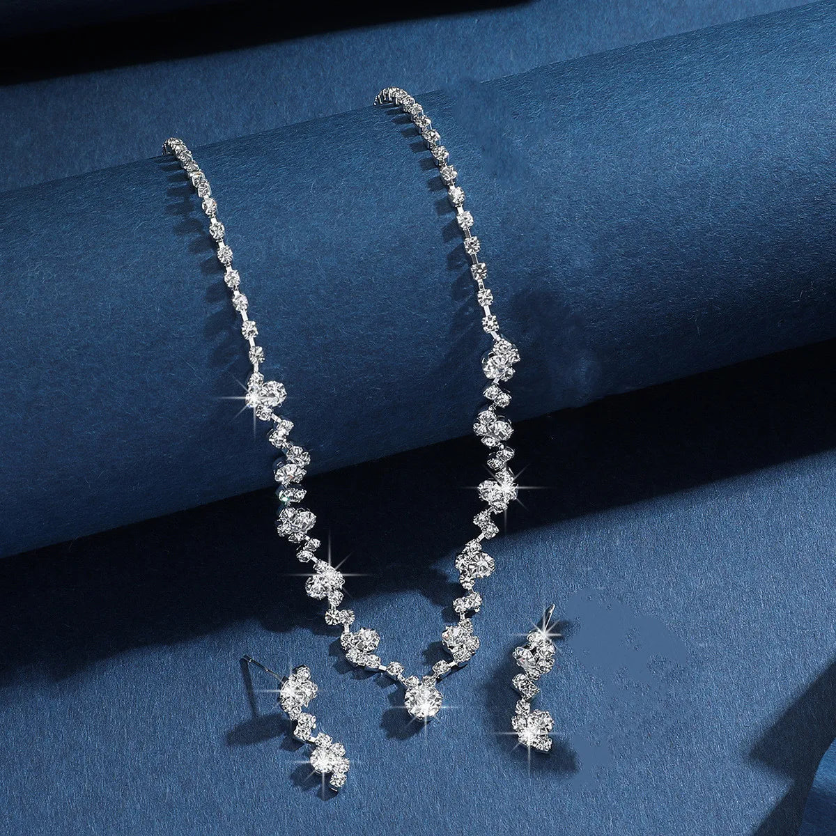 Women’s Fashion Necklace & Earrings Set | Rhinestone Bridal Jewelry