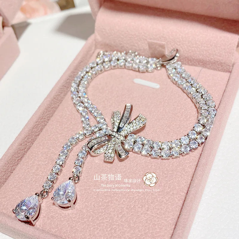 Luxury Geometric Jewelry Set | Bow Necklace & Earrings for Women