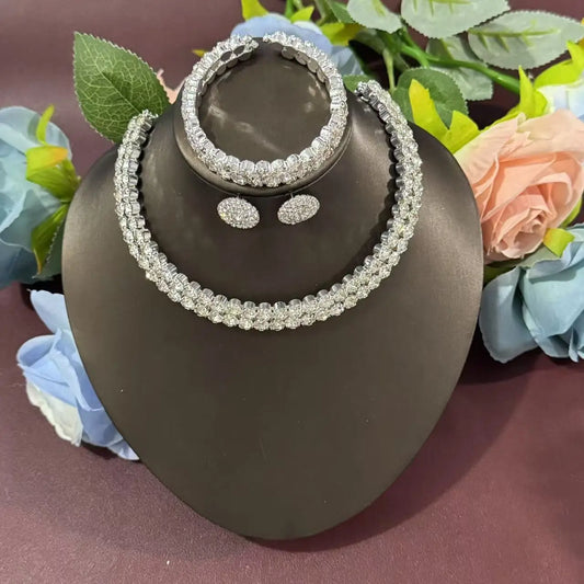 3-Piece Crystal Jewelry Set | Necklace, Earrings & Bracelet