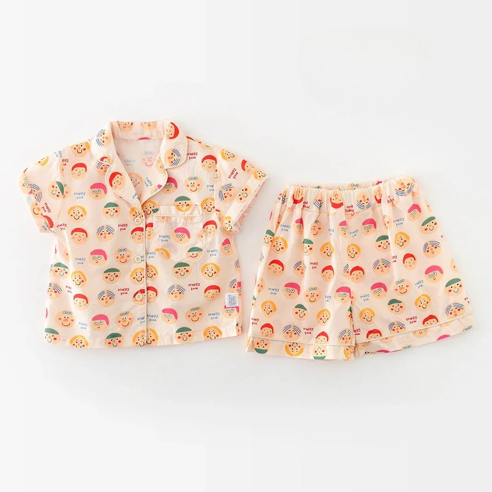 Kids Summer Pajama Set | Cartoon Print Two-Piece
