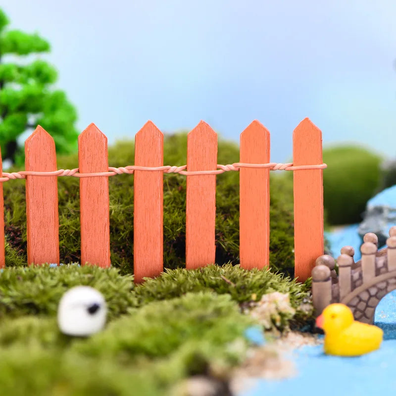Fairy Garden Mini Fence, 35.5 Inch Wooden Miniature Picket Fence Border Decoration, Suitable For DIY Bonsai, Succulents, Flower