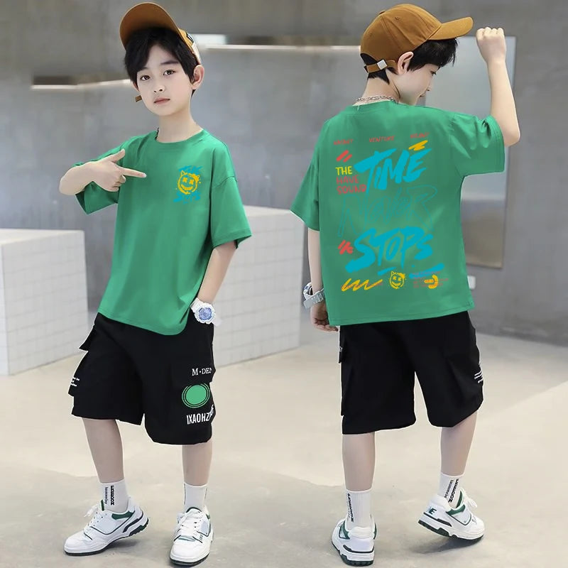 2025 Korean Kids Hip Hop T-Shirts | Boys Loose Cotton Short Sleeve Tees