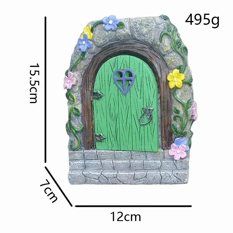 Fairy Garden Solar Stone Gate Resin Decoration Solar Garden Decoration Fairy Gate Decoration Decorative Figurine