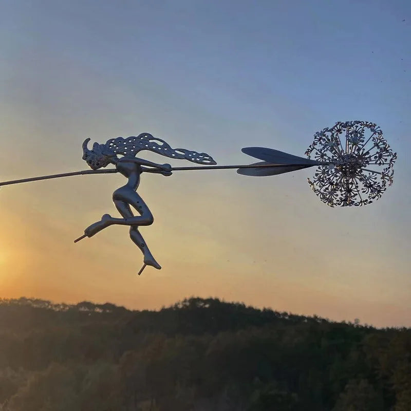 Metal Fairy Wings Garden Statues, Garden Accessories, Dandelions, Metal Elf, Decoration, Lawn, Landscape Sculpture