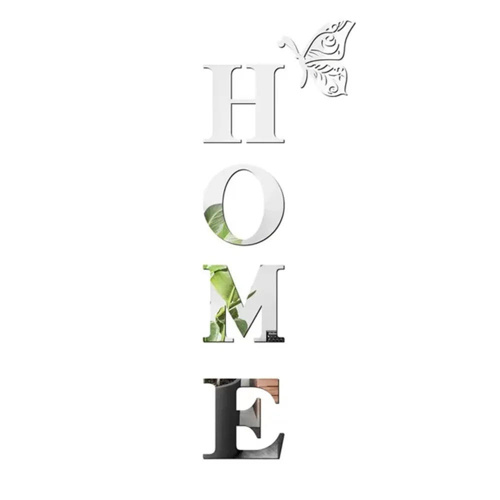 Home Logo 3D Mirror Wall Sticker – Stylish Entrance