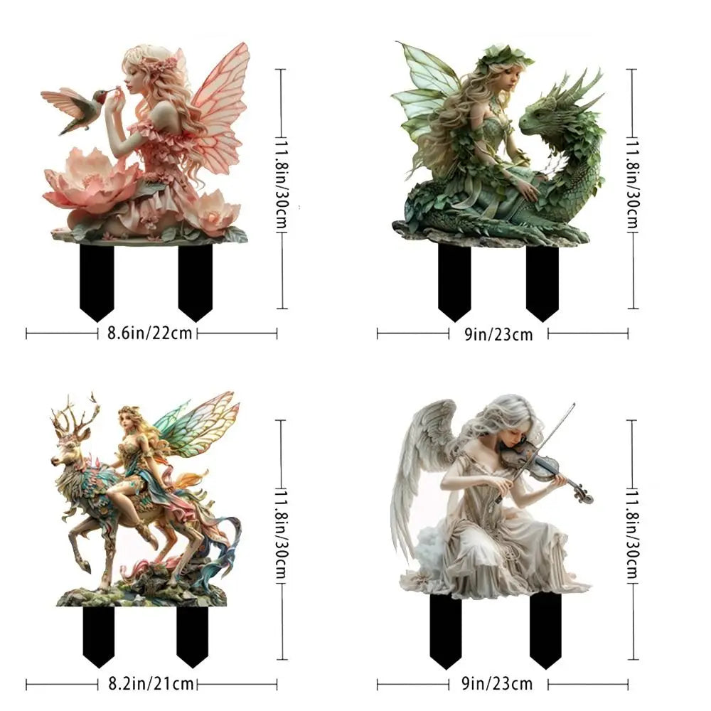 Micro Landscapes Acrylic Fairy Mini Figurine Cute Artificial Garden Floor Plugs Waterproof Creative Garden Stake Flower Pot