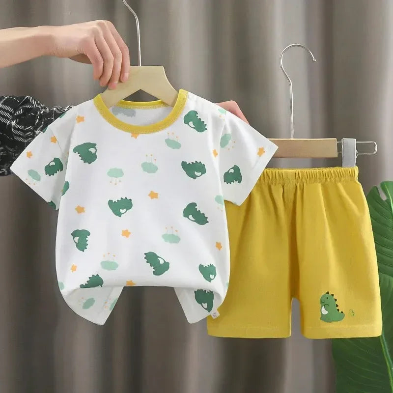 Kids 2PCS Summer Clothing Set | Cotton T-Shirt & Shorts for Boys & Girls