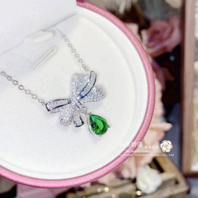Luxury Geometric Jewelry Set | Bow Necklace & Earrings for Women