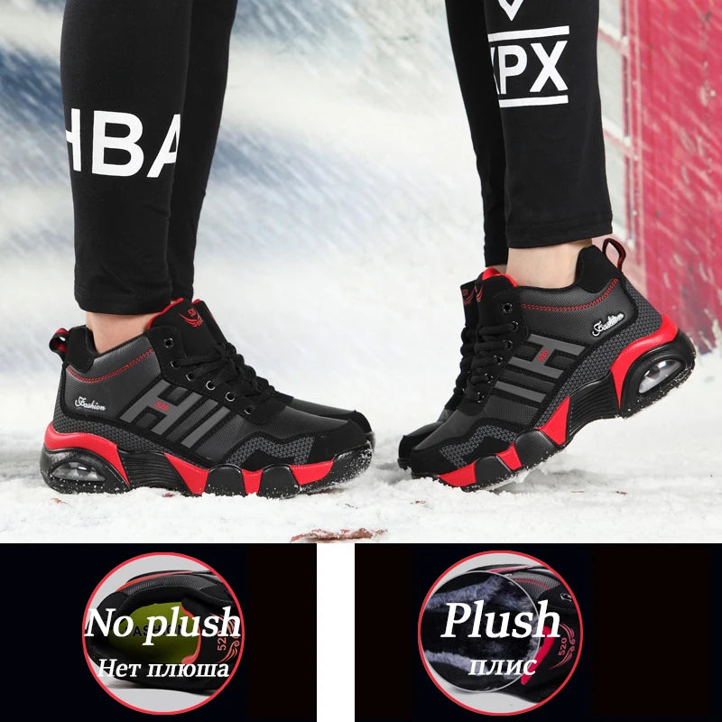 Men’s Winter PU Leather Boots | Waterproof Warm Trekking Sneakers
