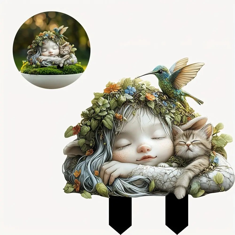 Acrylic Fairy Garden Art Sculpture Cute Creative Garden Floor Plugs Artificial Multi functional Fairy Mini Figurine Courtyard