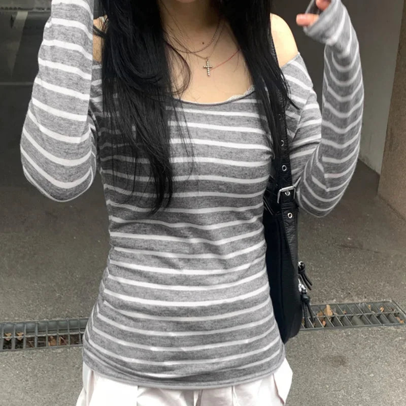 Slim Striped Long Sleeve Top | Women’s Y2K Street Style