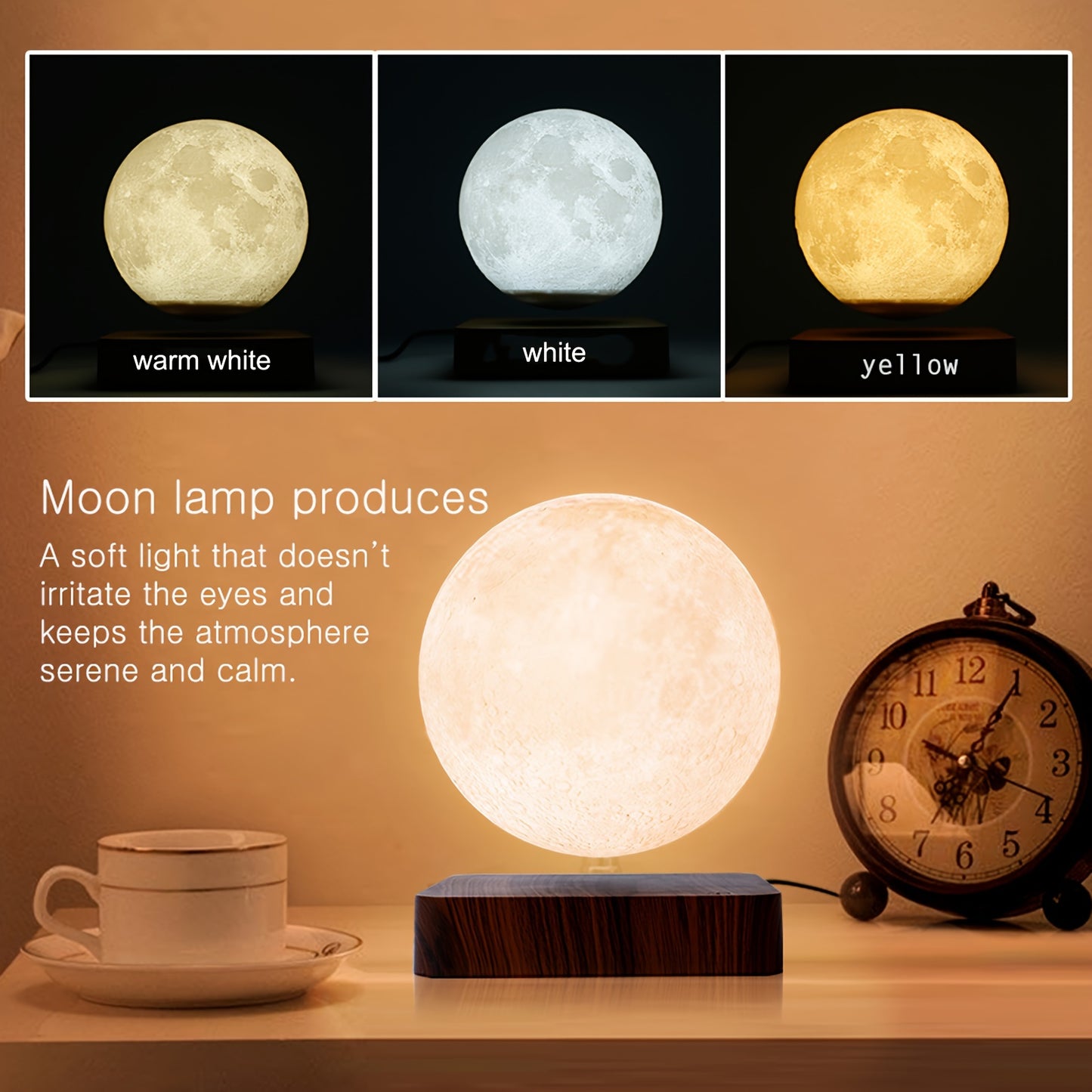 Lunar Miracle Magnetic Levitating Moon Lamp | 3D Craters Night Light
