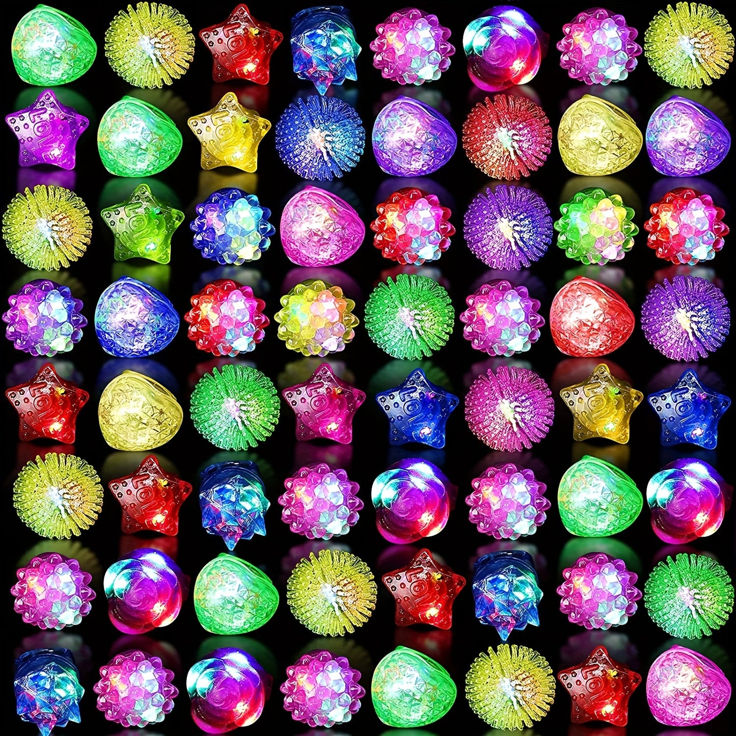 60/30/15PCS LED Light Up Rings | Colorful Neon Party Favors