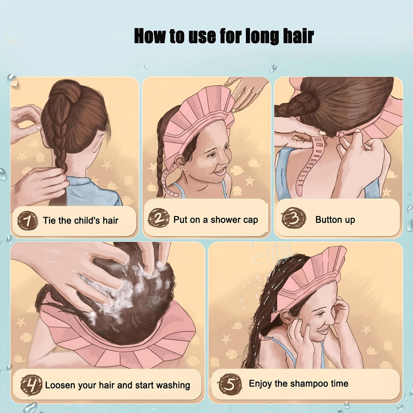 Adjustable Shower Cap for Youngsters | Soft, Water-Resistant & Eye Protection