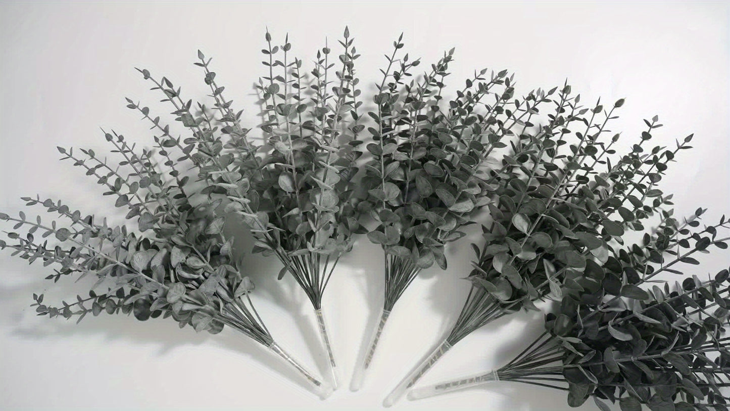 18pcs Artificial Eucalyptus Stems | 15-Inch Faux Green Branches