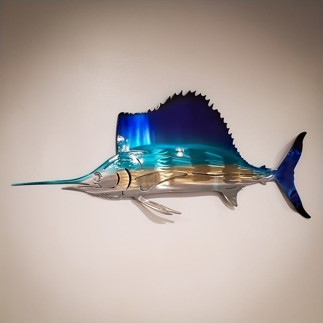 Tropical Metal Sailfish Wall Art | Wrought Iron Sculpture Decor