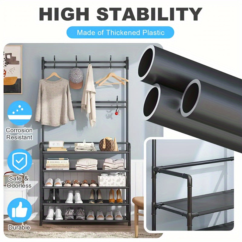 4/5 Layer Carbon Steel Coat Rack | Multipurpose Hanger & Shoe Shelf