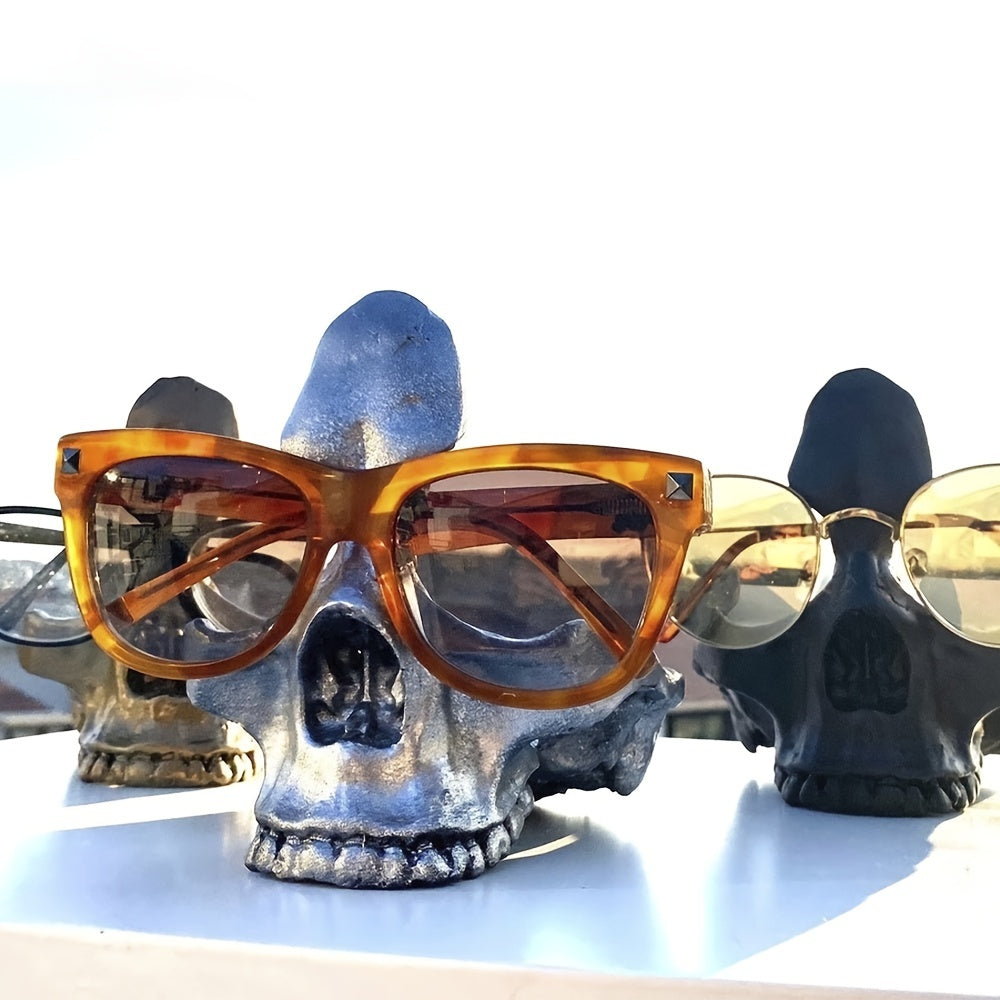 Gothic Skull Glasses Holder | Skull Statue Eyewear Stand Decor