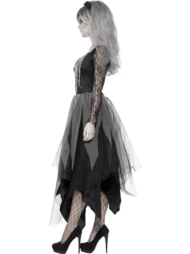 Smiffys Adult Women's Graveyard Bride Costume, Dress and Rose Veil, Legends of Evil