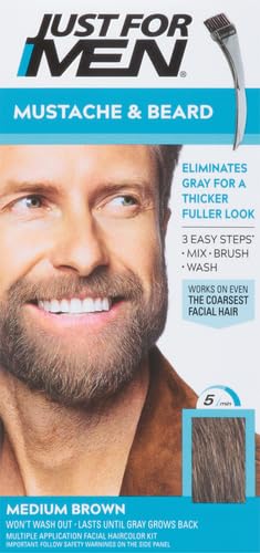 Just for men Moustache & Beard Dark Brown Dye, Eliminates Grey for a Thicker & Fuller Look � M45