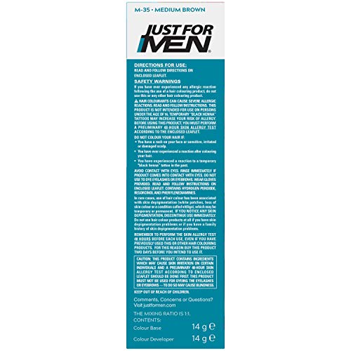 Just for men Moustache & Beard Dark Brown Dye, Eliminates Grey for a Thicker & Fuller Look � M45