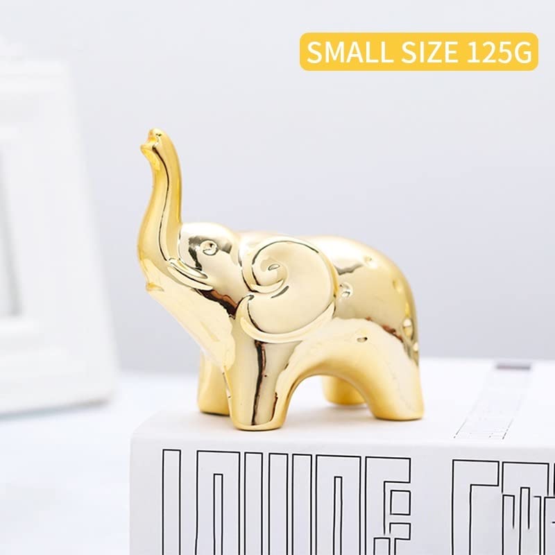 JIMBON A Pair Gold Elephant Statue Home Decor, Sculpture Elephant Ornaments For Living Room Office Desktop Bookshelf, Gold Decor For Anniversary Wedding, Valentines' gifts, Christmases etc