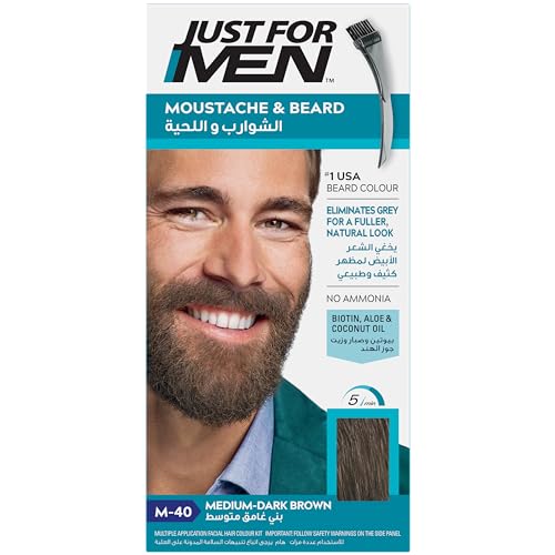 Just for men Moustache & Beard Dark Brown Dye, Eliminates Grey for a Thicker & Fuller Look � M45