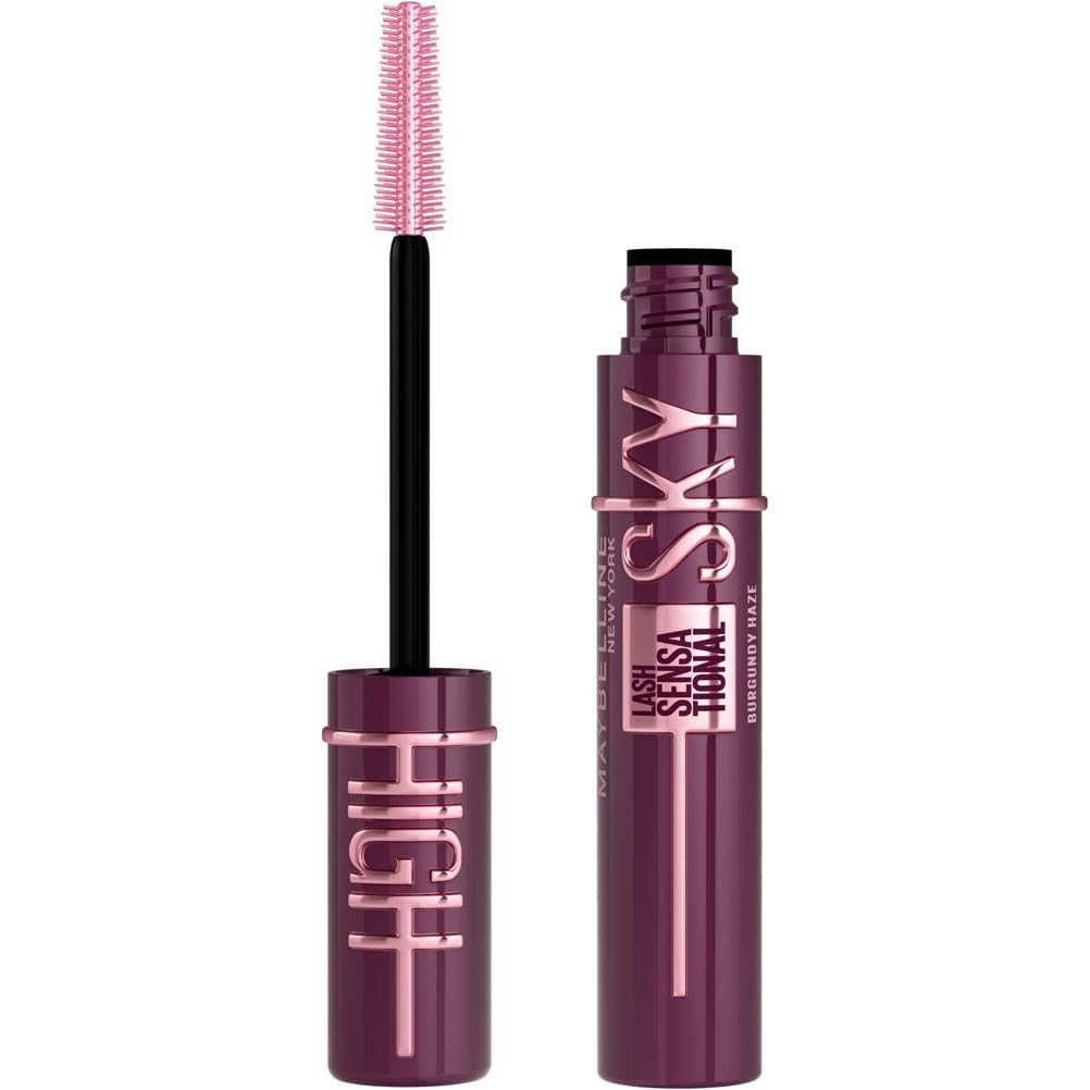 Maybelline New York Lash Sensational Sky High Mascara, Volumising & Lengthening Mascara, Washable Flake-Free Formula Infused with Bamboo Extract & Fibres, 7.2 ml, Shade: 01, Very Black