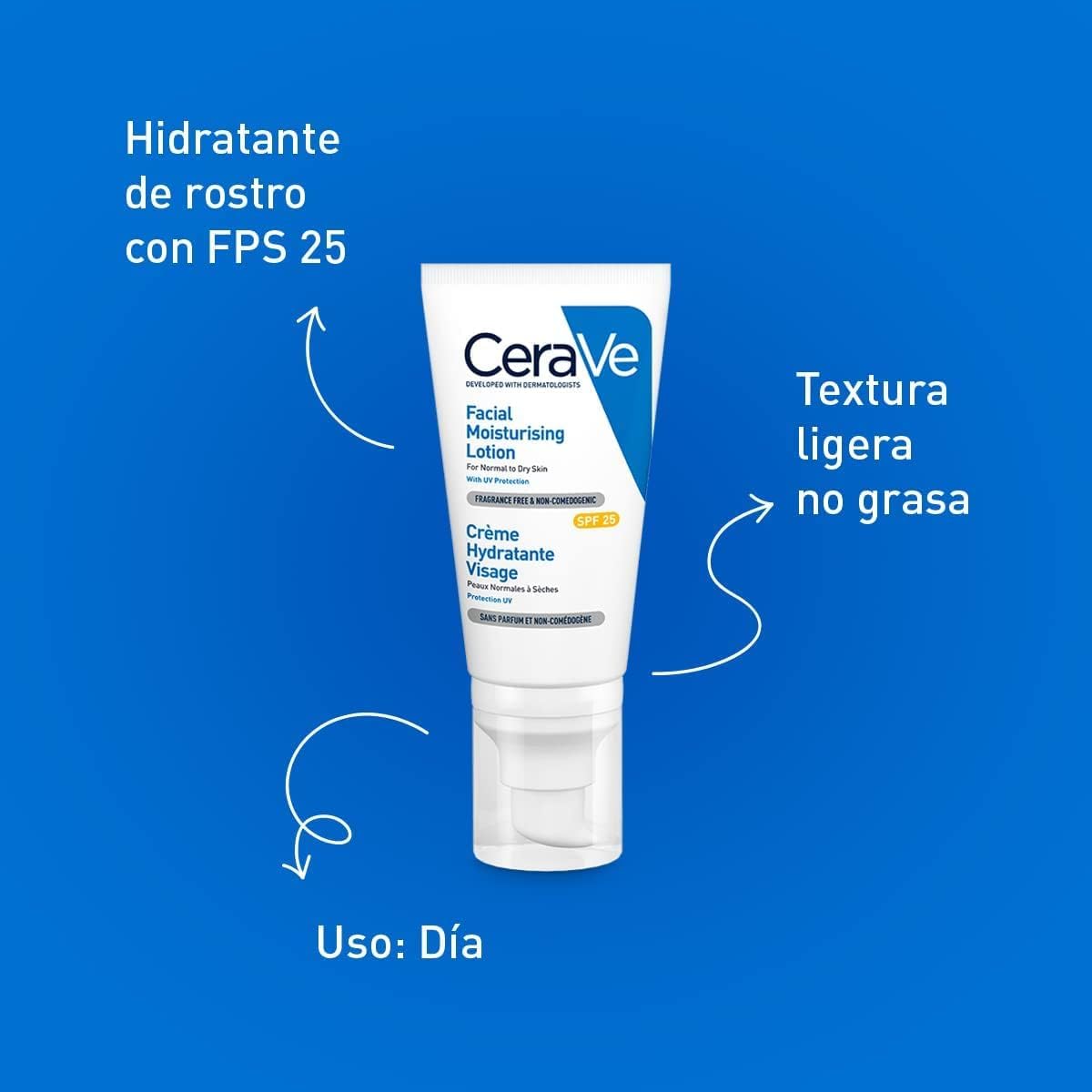 CeraVe AM Facial Moisturising Lotion Normal To Dry Skin 52ml With UV Protection And 3 Essential Ceramides