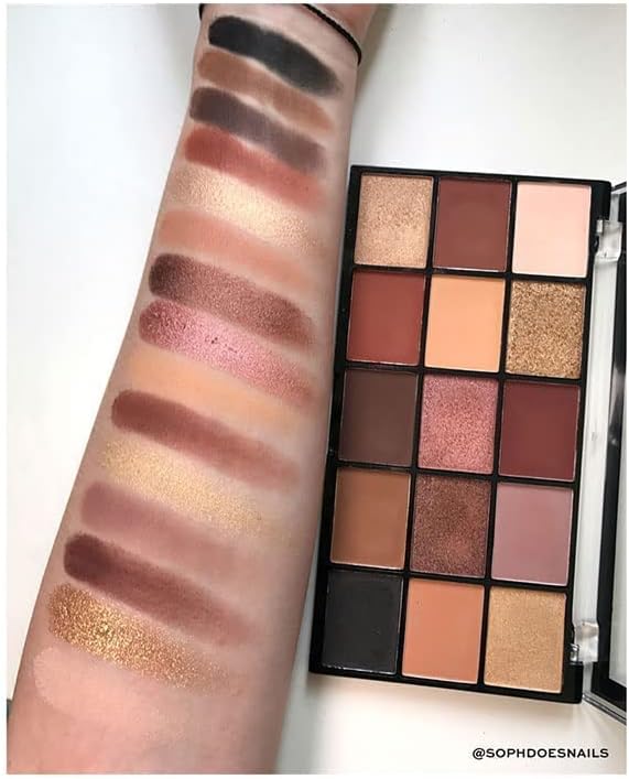 Revolution Beauty London Reloaded Eyeshadow Palette, Highly Pigmented, 15 Shades, Matte and Shimmer Finishes, Iconic 3.0, 16.5g