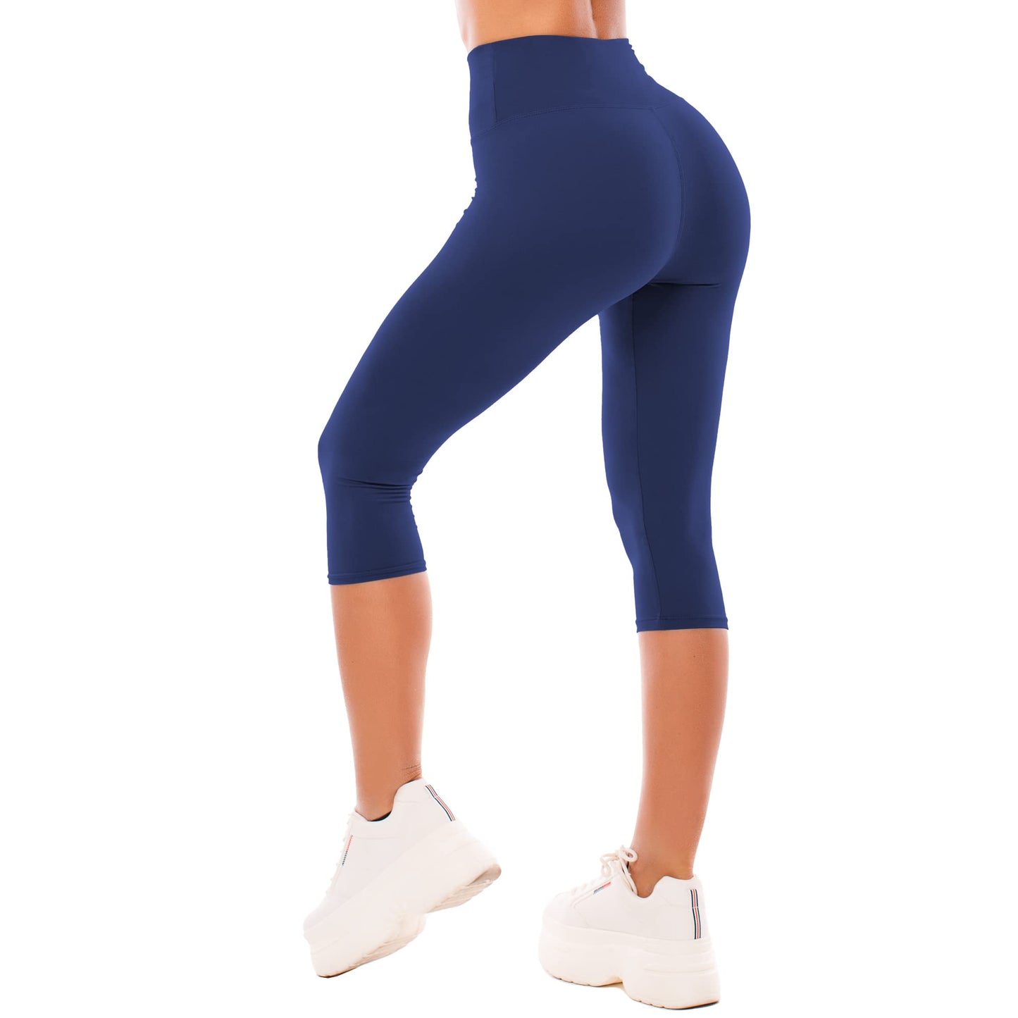 SINOPHANT High Waisted Capri 3/4 Length Leggings for Women, Buttery Soft Elastic Opaque Tummy Control Leggings, Cropped Trousers for Workout Gym Yoga