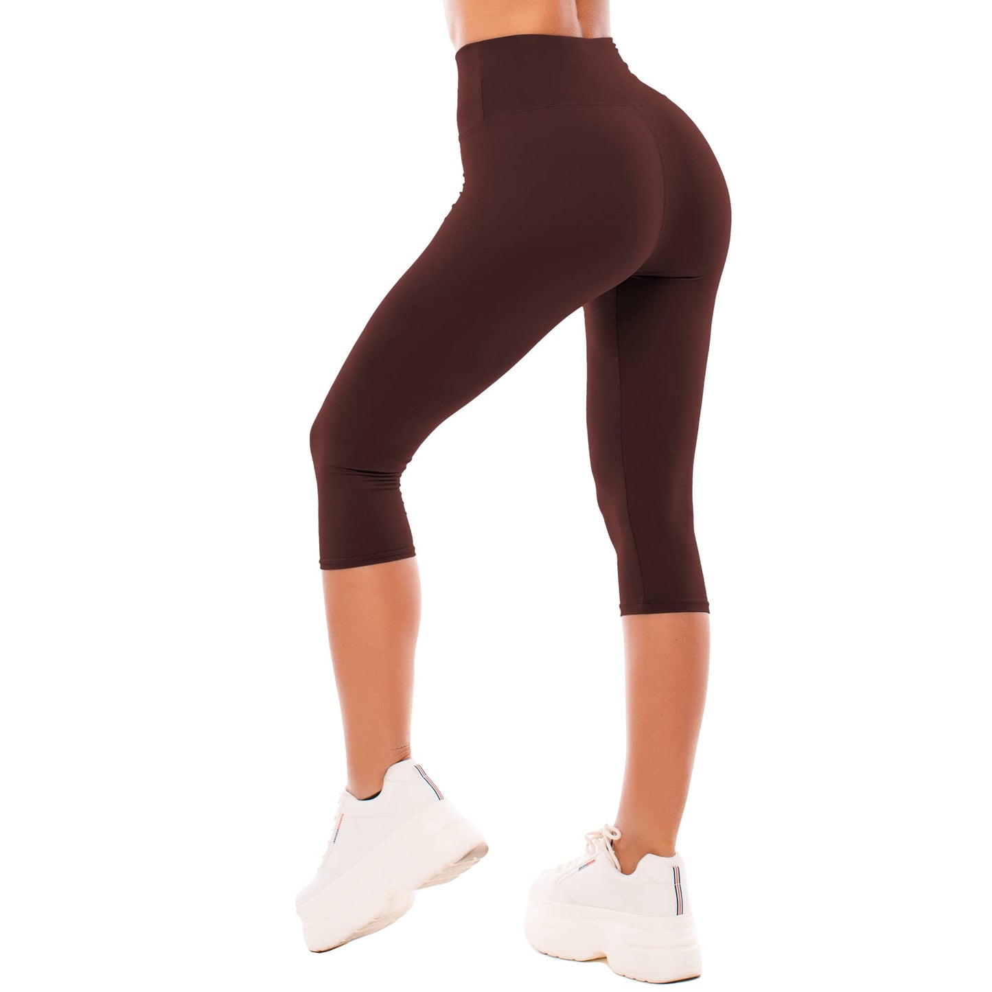 SINOPHANT High Waisted Capri 3/4 Length Leggings for Women, Buttery Soft Elastic Opaque Tummy Control Leggings, Cropped Trousers for Workout Gym Yoga