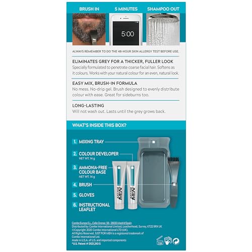 Just for men Moustache & Beard Dark Brown Dye, Eliminates Grey for a Thicker & Fuller Look � M45