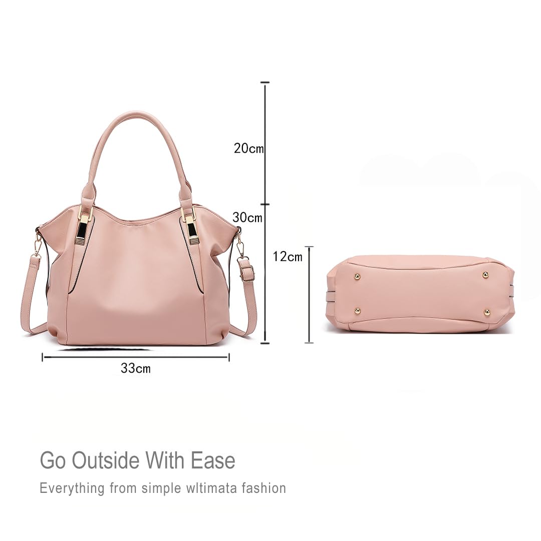 Miss Lulu Women Tote Bag, Soft PU Leather Shoulder Bag, Fashion Large Handbag for Working Ladies, Simple Elegant for Office Travel School Library Shopping