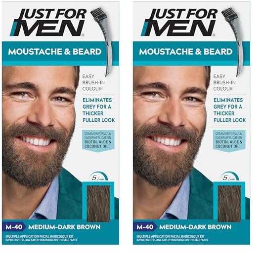 Just for men Moustache & Beard Dark Brown Dye, Eliminates Grey for a Thicker & Fuller Look � M45