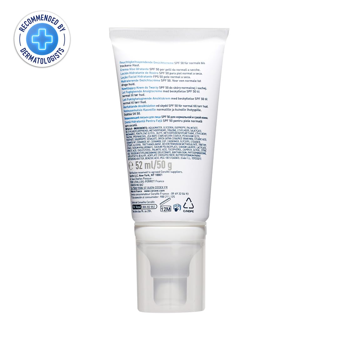 CeraVe AM Facial Moisturising Lotion Normal To Dry Skin 52ml With UV Protection And 3 Essential Ceramides